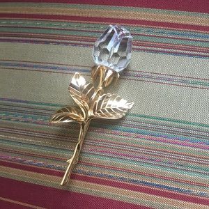 Swarovski brooch rose pin